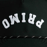 Black cap with 'PRIMO' embroidered in white on a plain background