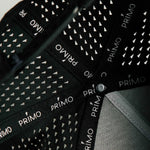 Interior view of black mesh cap 