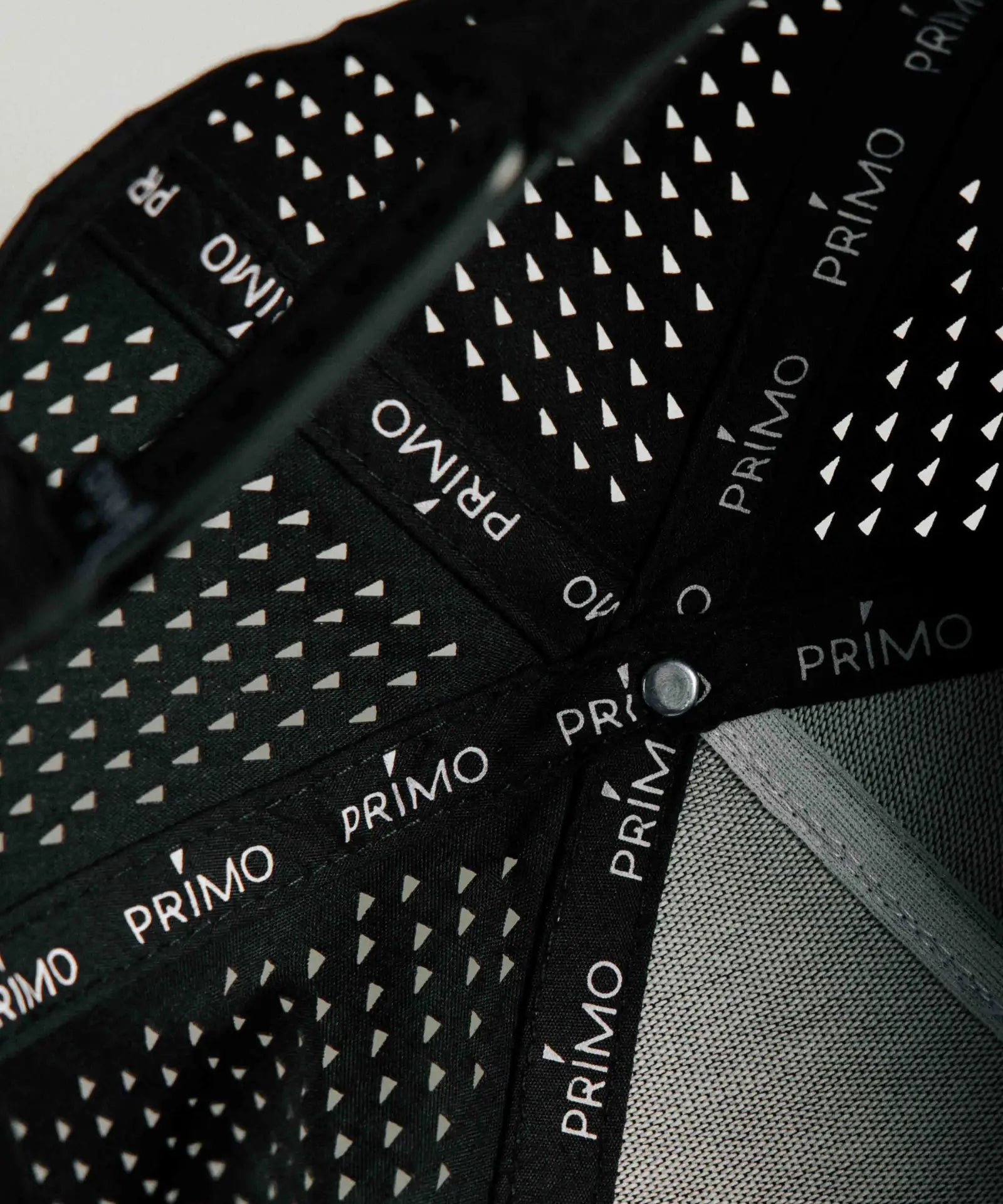 Interior view of black mesh cap 