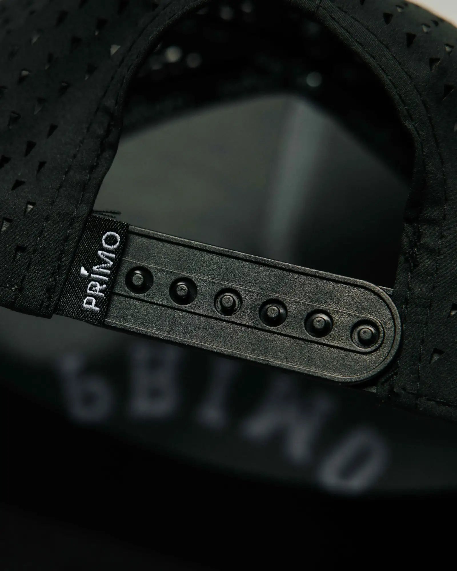 Close up detail of snapback cap