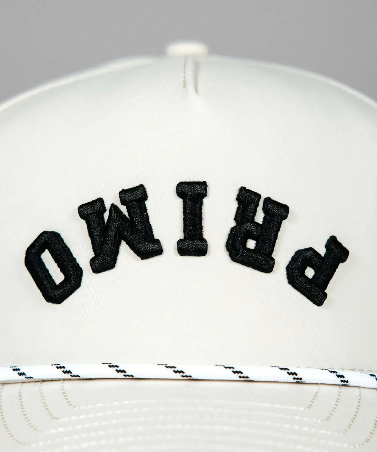 Close up of primo embroidery on hat