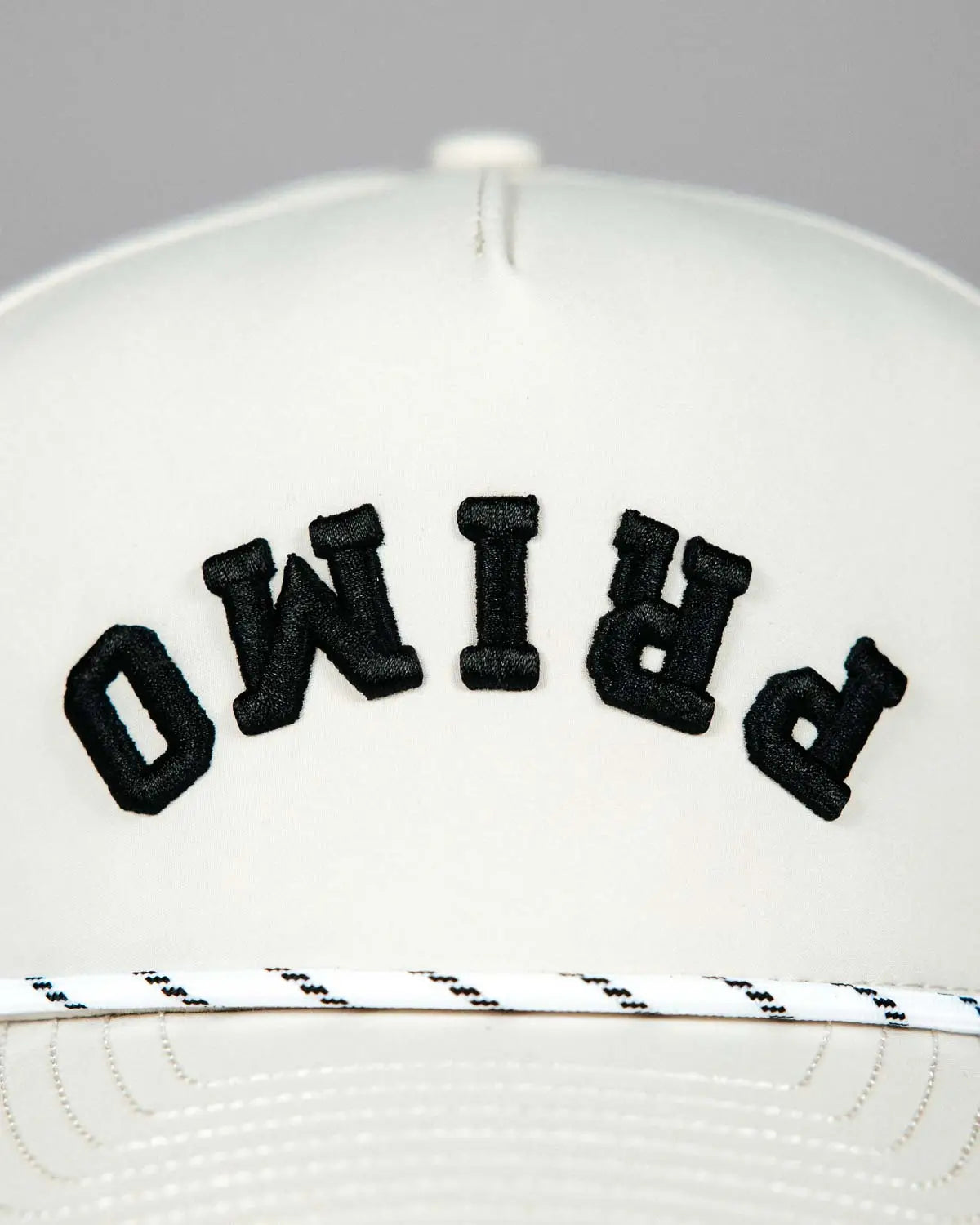 Close up of primo embroidery on hat