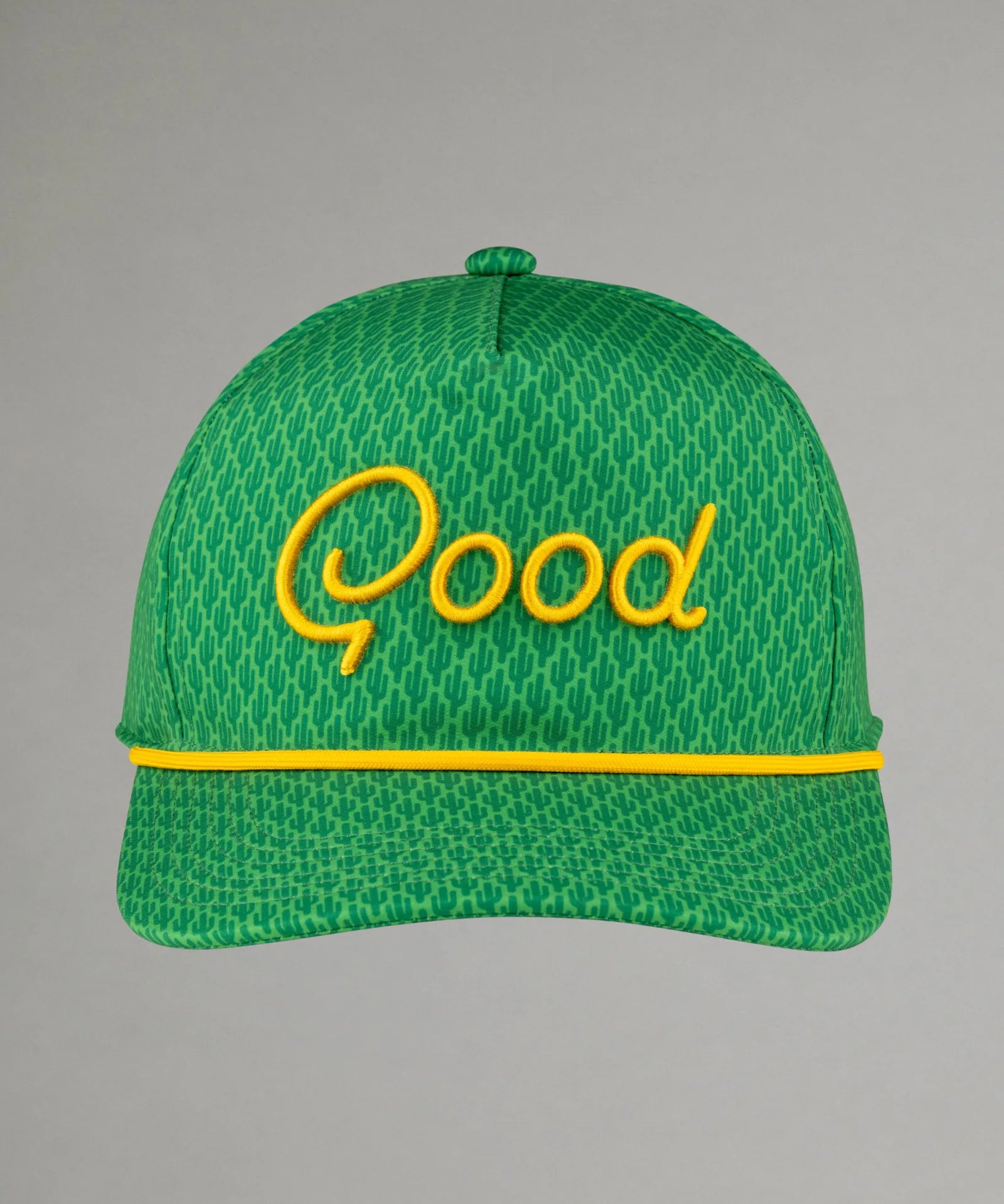 Green cap with yellow 'Good' text on a gray background