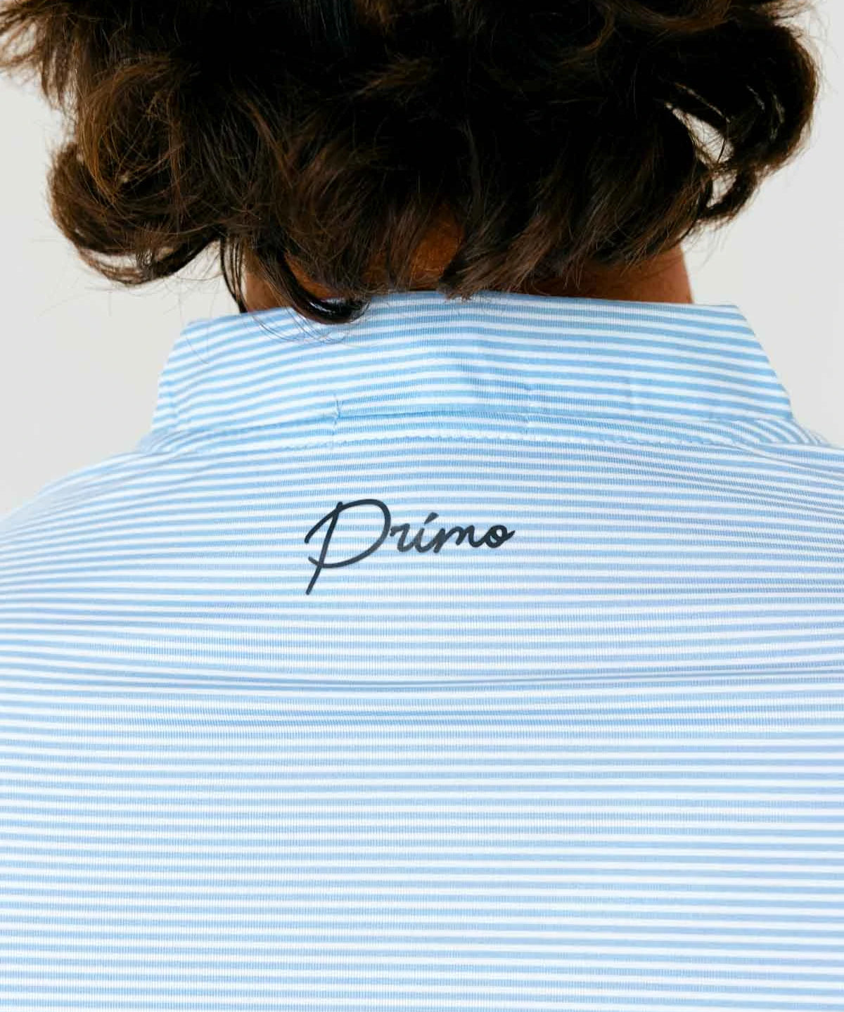 Grant Horvat Essentials Light Blue Micro Stripe Blade Polo