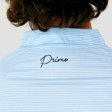 Grant Horvat Essentials Light Blue Micro Stripe Blade Polo