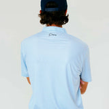 Grant Horvat Essentials Light Blue Micro Stripe Blade Polo