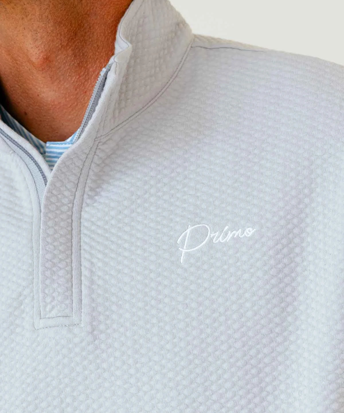 Grant Horvat Essentials Light Grey Classic Waffle Quarter Zip