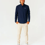 Grant Horvat Essentials Navy Classic Waffle Quarter Zip