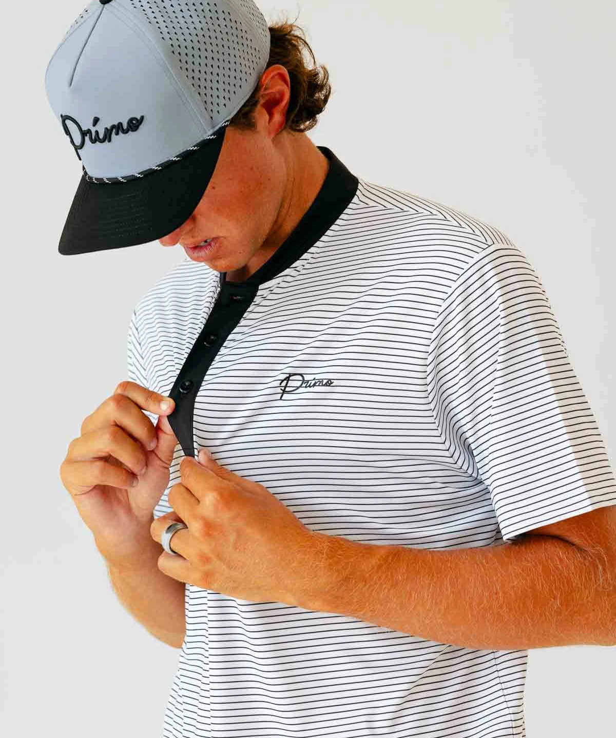 Grant Horvat Essentials White & Black Stripes Blade Polo