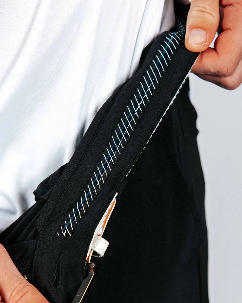 Close-up of interior details of jogger pants