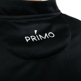 Black polo with 'Primo' logo on the back of it