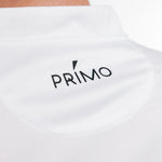 White golf polo with 'PRIMO' logo on the back