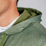 Close up detail of green hoodie