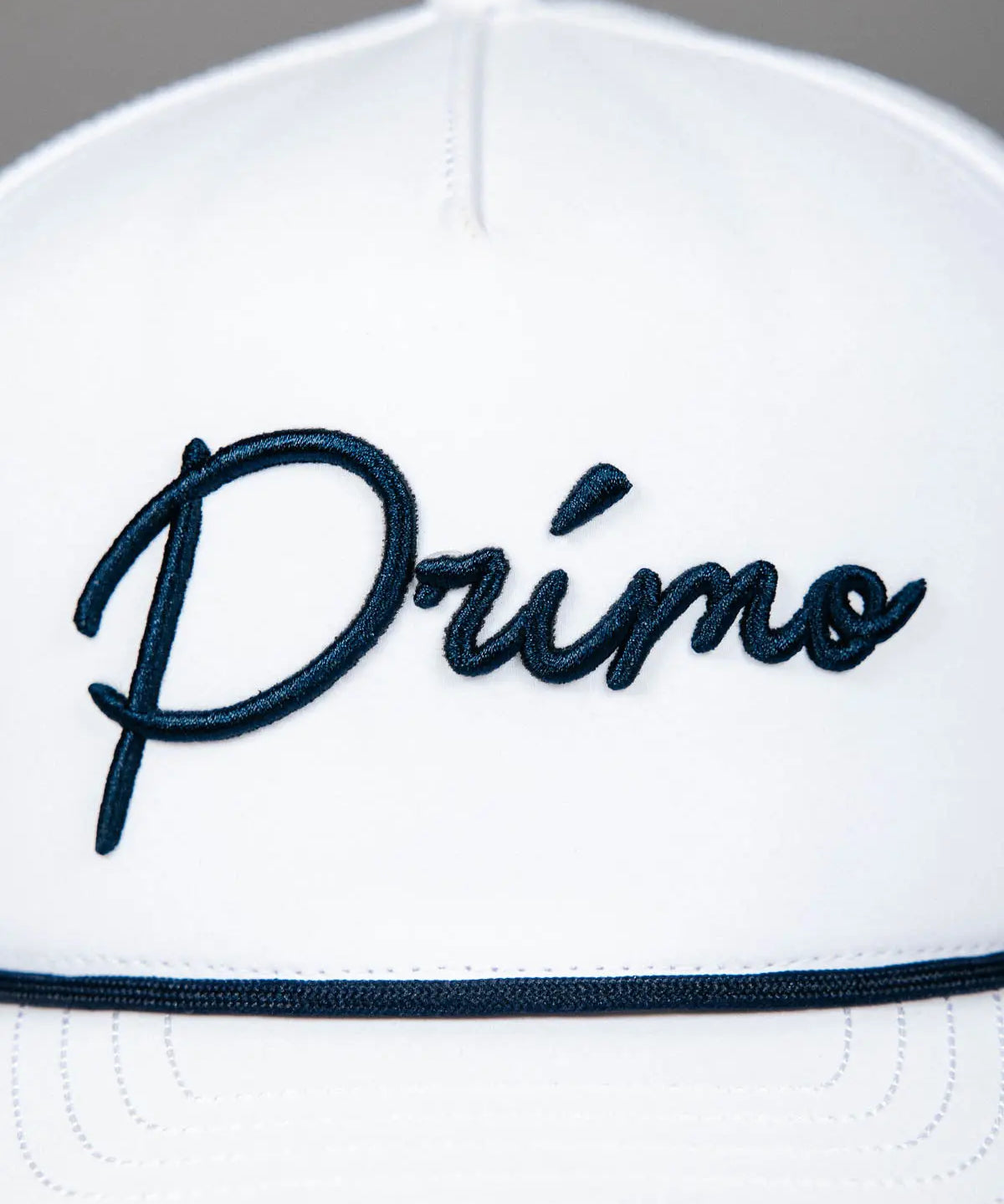 Close up of Primo embroidered logo