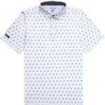 White polo shirt with small pattern on a white background