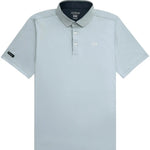 Light blue polo shirt with a collar on a white background