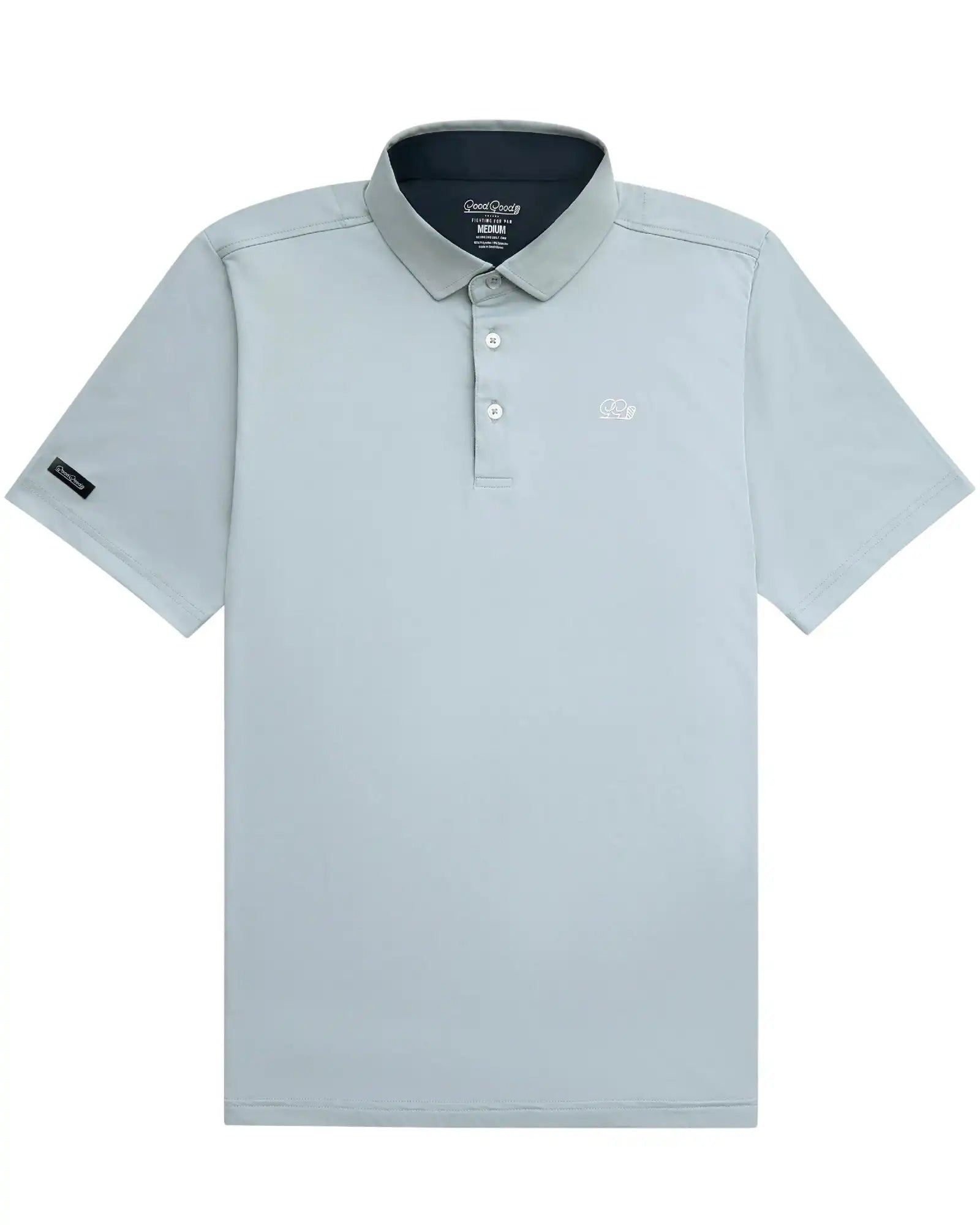 Light blue polo shirt with a collar on a white background
